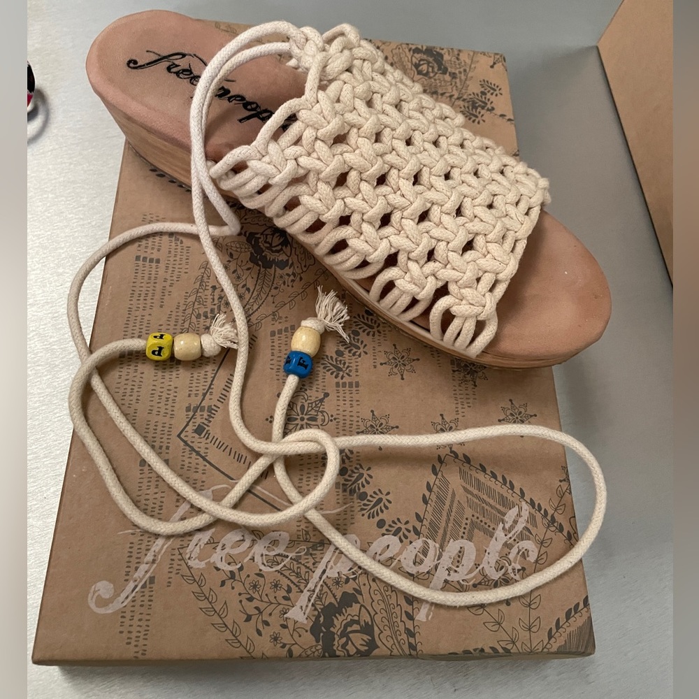 Free People Crochet Clog lace up. 8